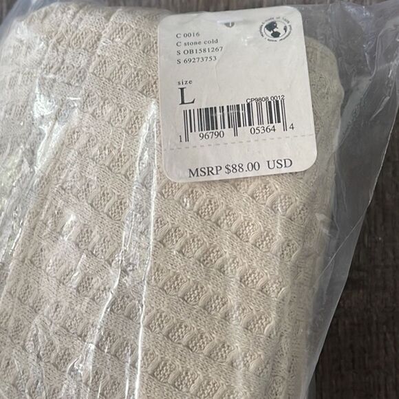 Free People Juicy Long Sleeve Waffle Weave Split Back top in Stone Cold Cream - Picture 6 of 6